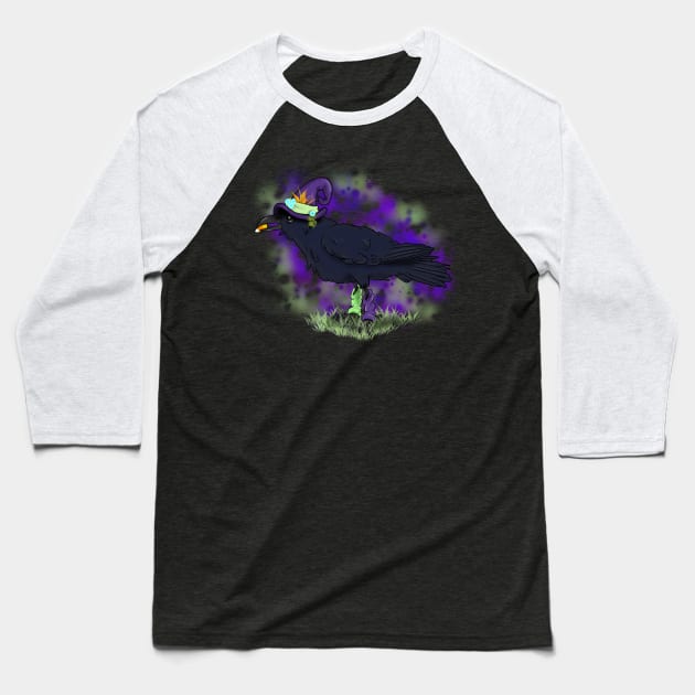 Witchy Crow Baseball T-Shirt by Fickle and Fancy